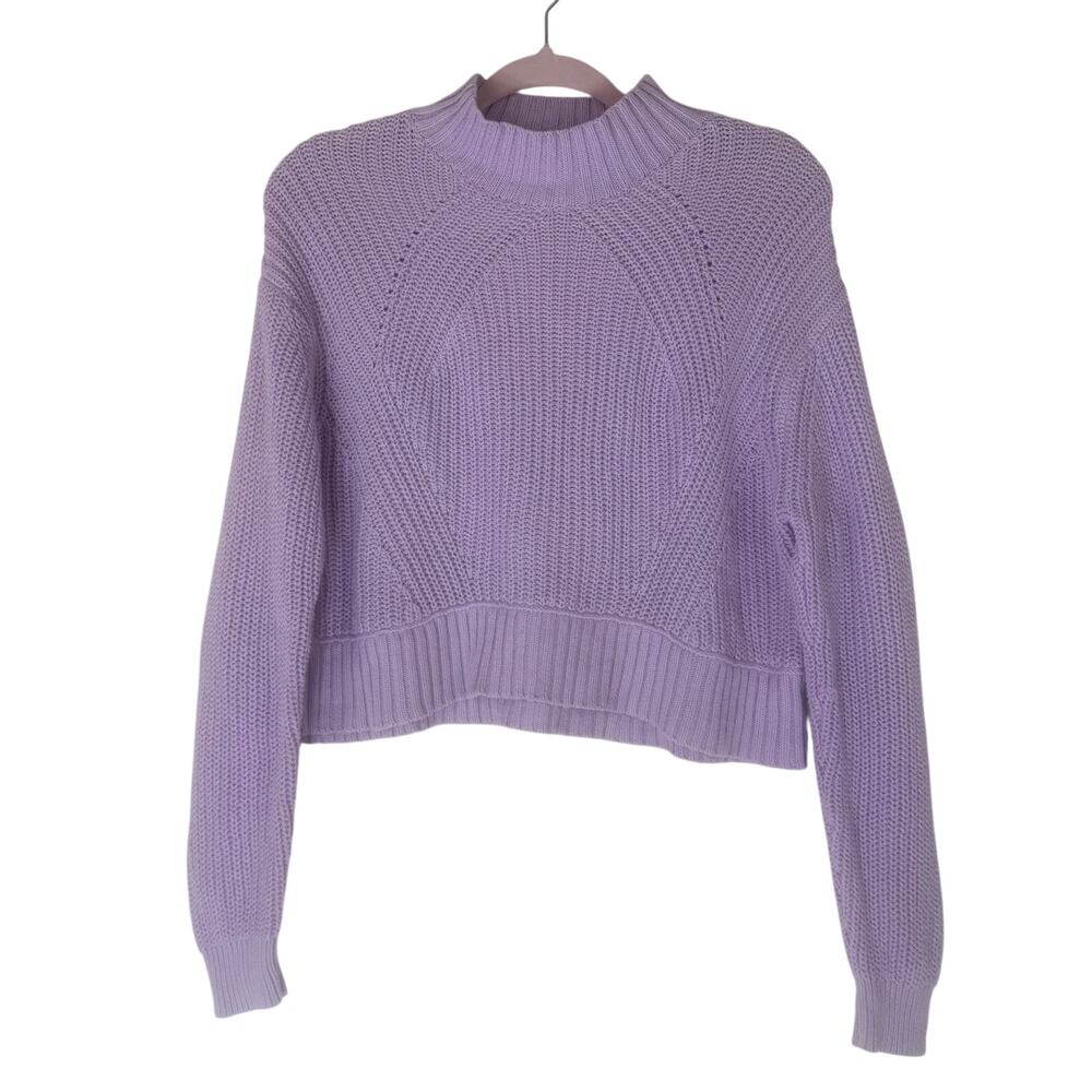 Aeropostale‎ Lilac Purple Open Knit Long Sleeve Cropped Comfy Sweater Size XS